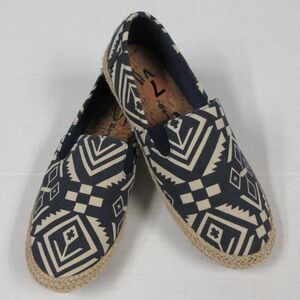 SEVEN7 Cape Cod Slip On Espadrilles Sz 7 Navy Blue Beige Canvas Shoes #1021 NEW